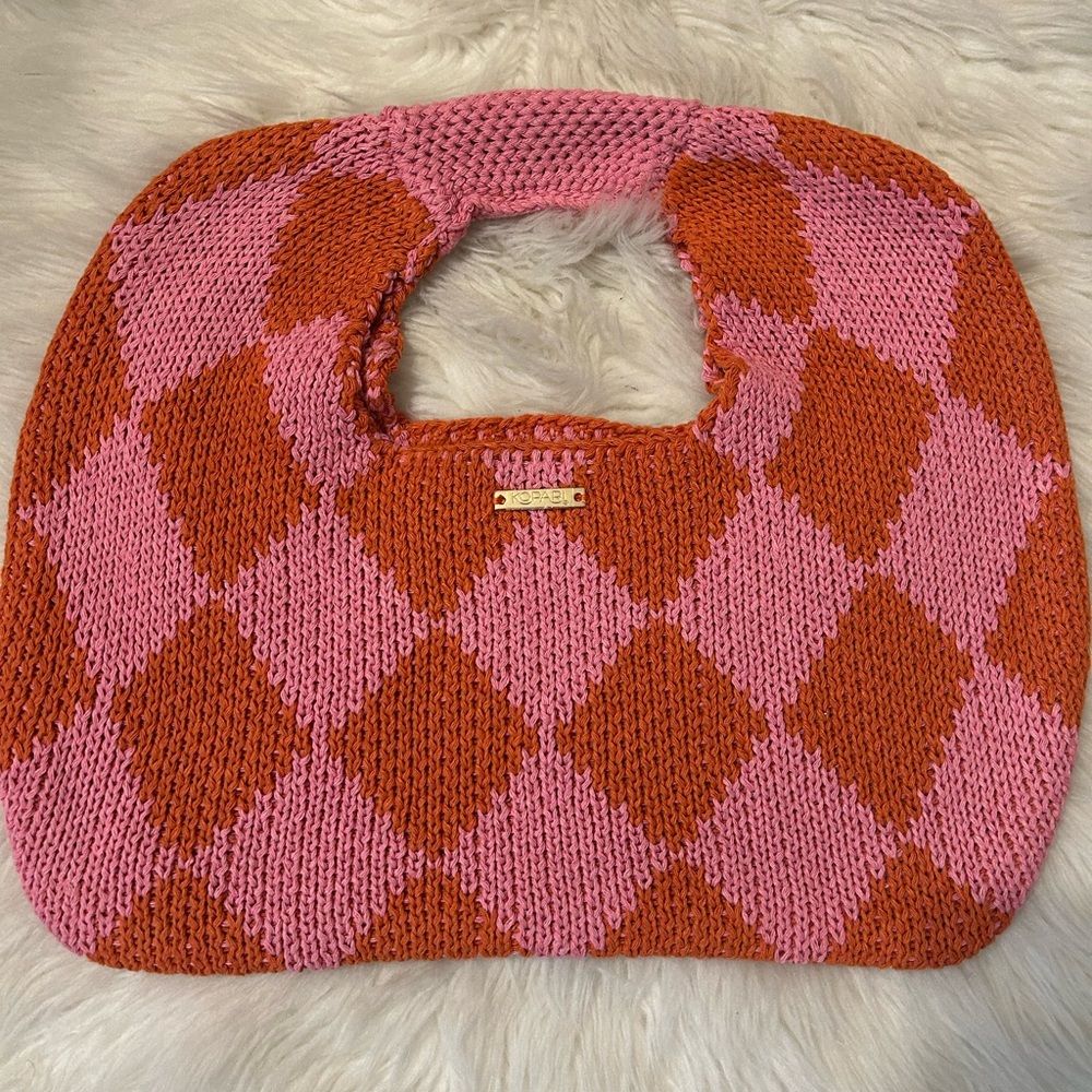 Kopari Pink and Orange Knit Tote Bag NWOT